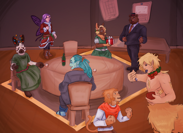 Complex Colored Clean Sketch Fullbody, 7 Characters, Complex Background (the price for a piece like this would likely be around $180)