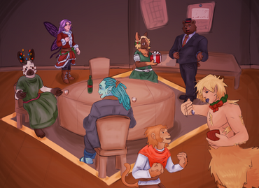 Complex Colored Clean Sketch Fullbody, 7 Characters, Complex Background (the price for a piece like this would likely be around $180)
